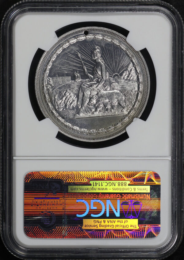 Reverse of this 1894 CA HK-249 Electric Tower/State Seal California Midwinter Exposition So-Called Dollar NGC MS-62