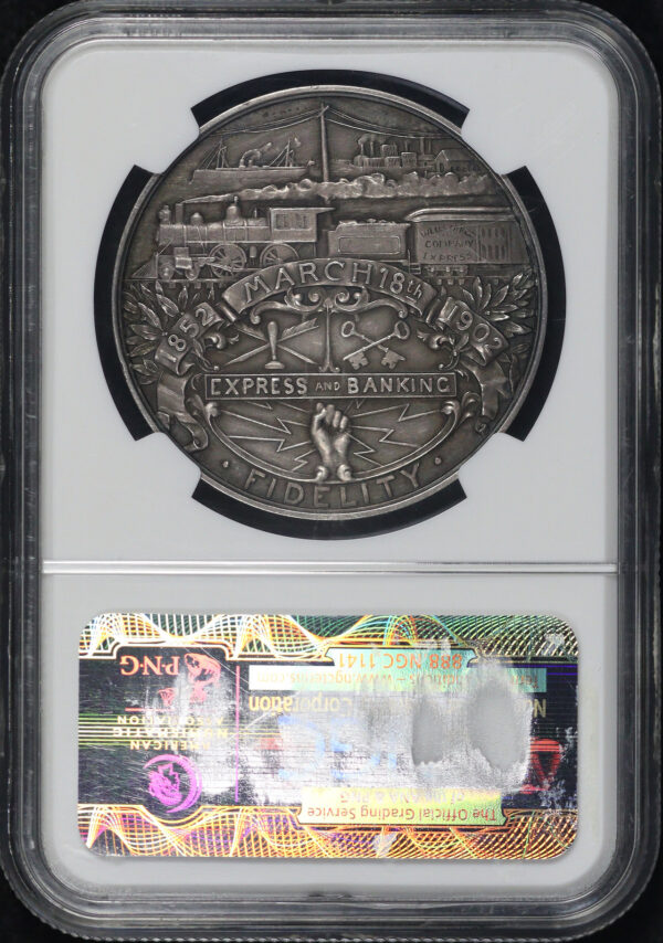 Reverse of this 1902 CA HK-296  Wells Fargo & Company Semicentennial So-Called Dollar NGC MS-62