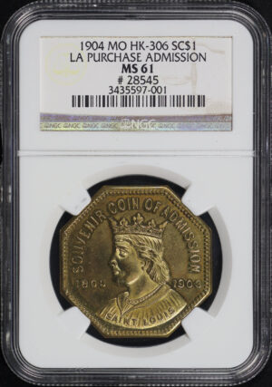 Obverse of this 1904 MO HK-306 LA Purchase Admission So-Called Dollar NGC MS-61 #28545