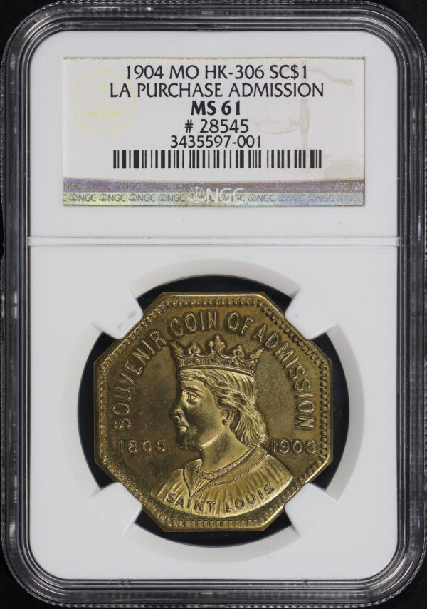 Obverse of this 1904 MO HK-306 LA Purchase Admission So-Called Dollar NGC MS-61 #28545