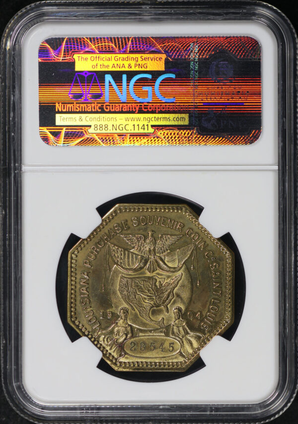 Reverse of this 1904 MO HK-306 LA Purchase Admission So-Called Dollar NGC MS-61 #28545