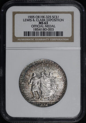 Obverse of this 1905 OR Hk-325 Lewis & Clark Exposition So-Called Dollar NGC MS-63 Official Medal 