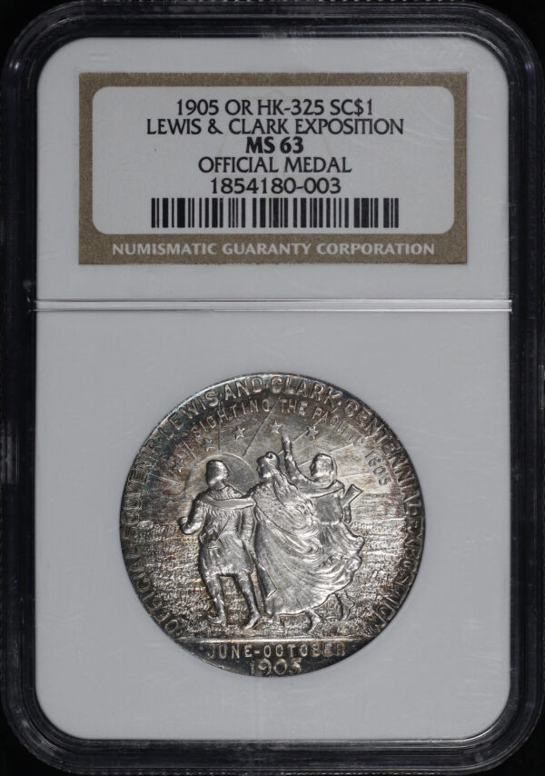 Obverse of this 1905 OR Hk-325 Lewis & Clark Exposition So-Called Dollar NGC MS-63 Official Medal 