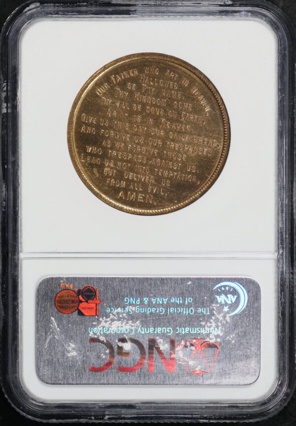 Reverse of this 1939 CA HK-479a Lord’s Prayer-Catholic Golden Gate Exposition So-Called Dollar NGC MS-65
