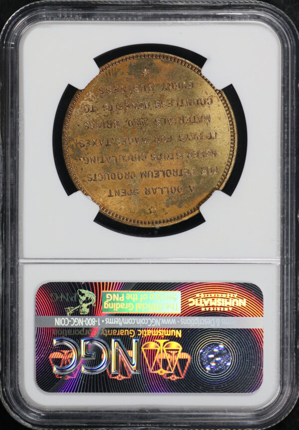 Reverse of this 1940 CA HK-483 Petroleum Golden Gate Exposition So-Called Dollar NGC MS-64 Jeff Shelvin Collection