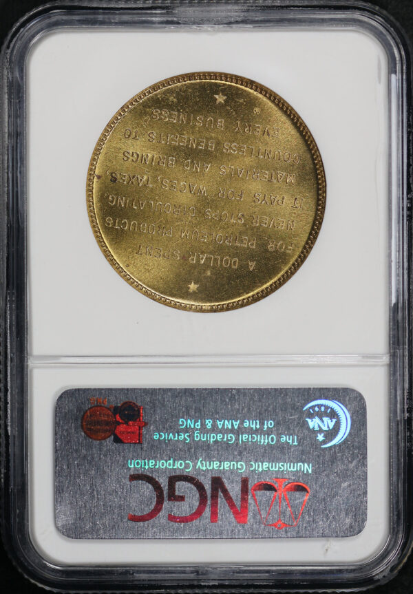 Reverse of this 1939 CA HK-484 Petroleum Golden Gate Exposition So-Called Dollar NGC MS-64
