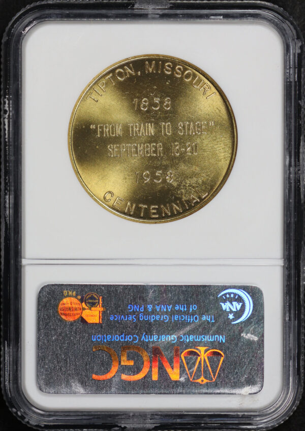 Reverse of this 1958 MO HK-514 Butterfield Overland So-Called Dollar NGC MS-64