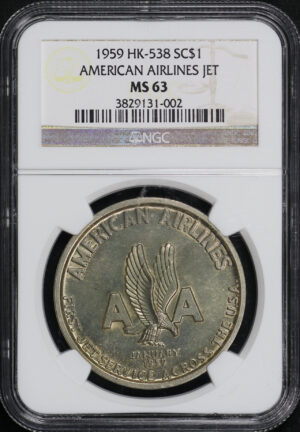 Obverse of this 1959 HK-538 American Airlines Jet So-Called Dollar NGC MS-63