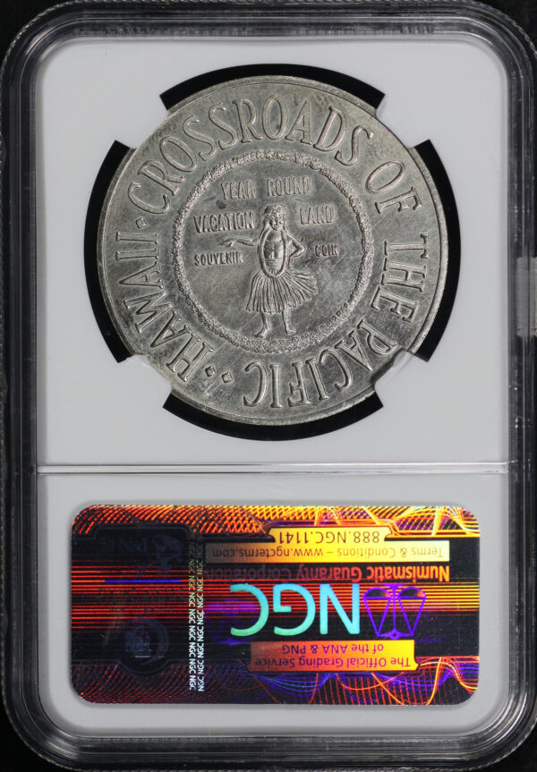 Reverse of this 1959 HI HK-548  Salvation Army Hawaii Statehood So-Called Dollar NGC MS-65