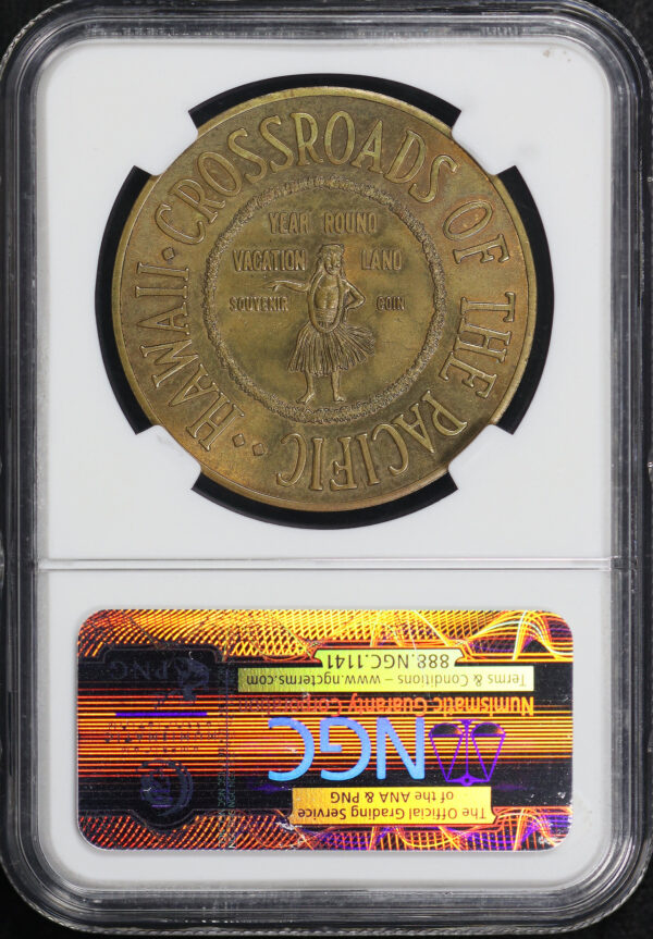 Reverse of this 1959 HI HK-549 Hawaii Statehood Salvation Army So-Called Dollar NGC MS-63