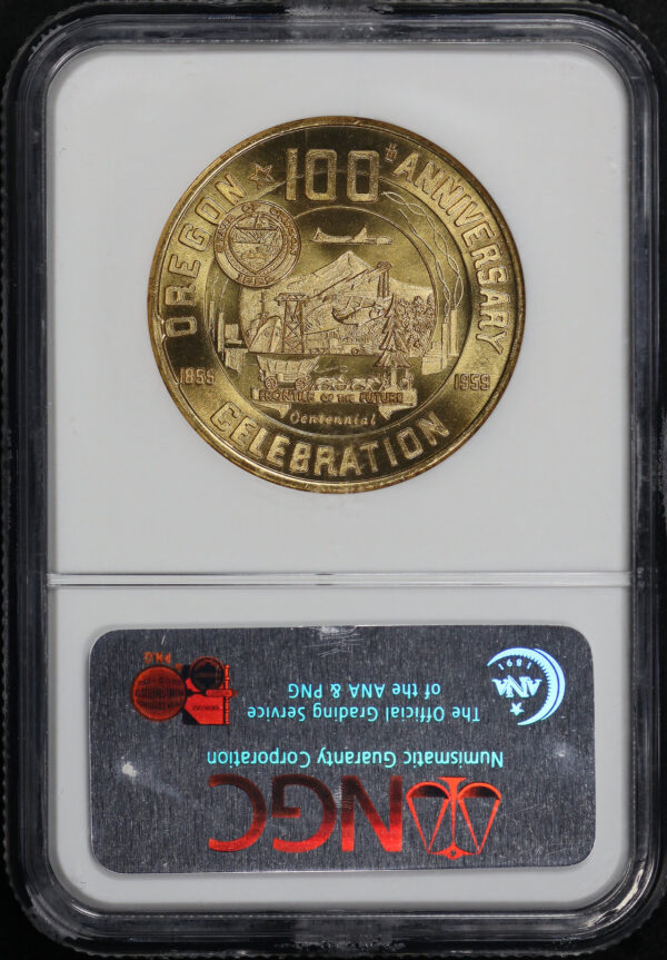 Reverse of this 1959 OR HK-562 Salem State Capitol Oregon Centennial So-Called Dollar NGC MS-66