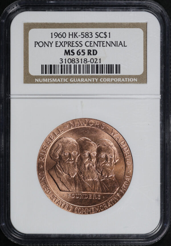 Obverse of this 1960 HK-583  Pony Express Centennial So-Called Dollar NGC MS-65 RD
