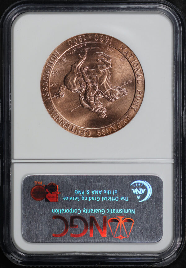 Reverse of this 1960 HK-583  Pony Express Centennial So-Called Dollar NGC MS-65 RD