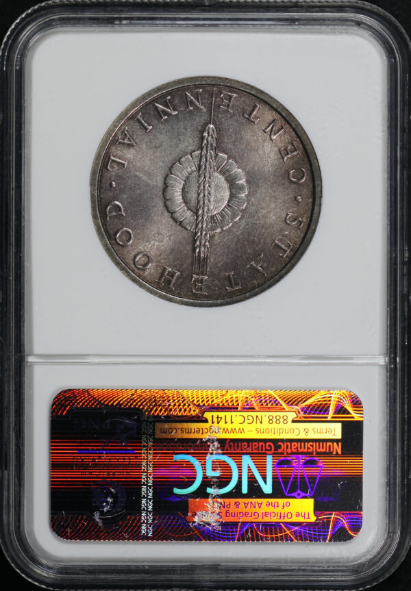 Reverse of this 1961 KS HK-586  Kansas Centennial So-Called Dollar NGC MS-64 Jeff Shelvin Collection