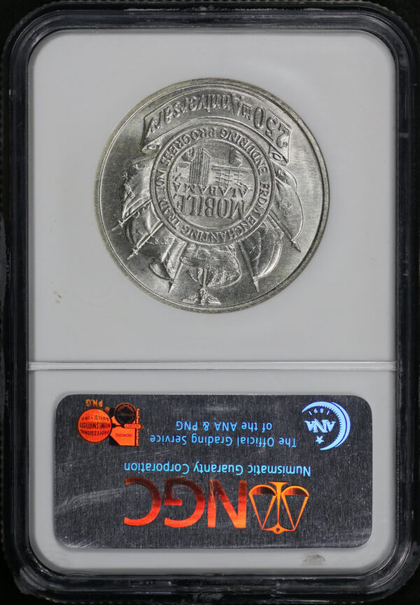 Reverse of this 1961 AL HK-587 Mobile 250th Anniversary So-Called Dollar NGC MS-65