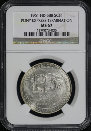 Obverse of this 1961 HK-588 Pony Express Termination So-Called Dollar NGC MS-67