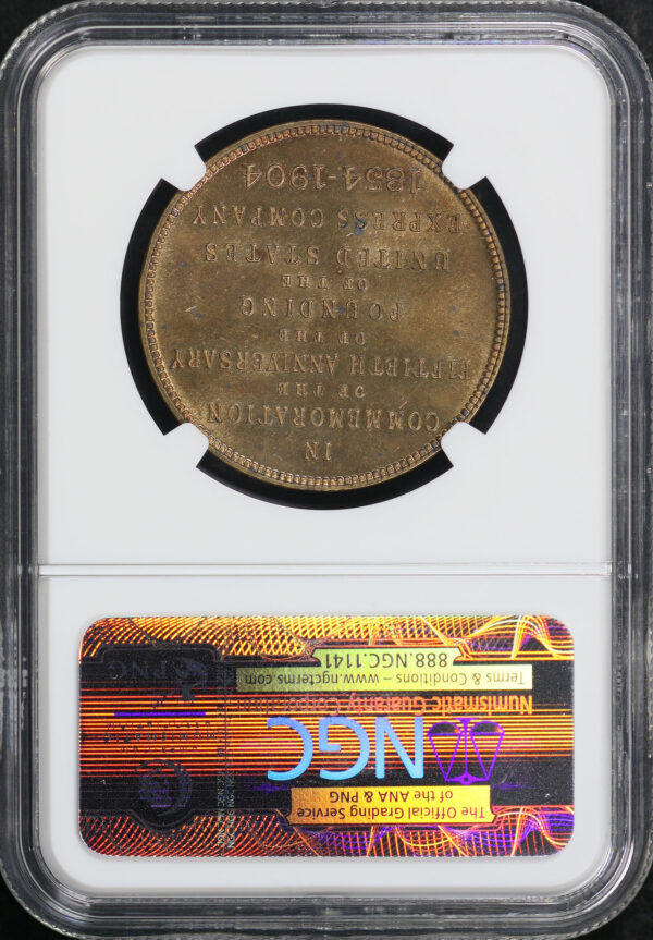 Reverse of this 1904 HK-736 U.S. Express Company 50th Anniversary So-Called Dollar NGC MS-62