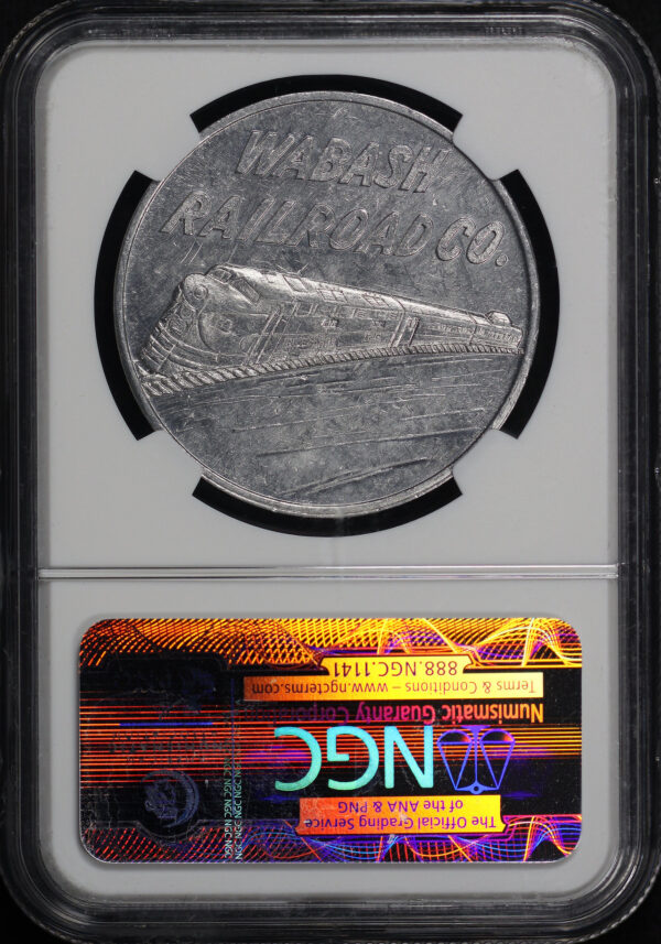 Reverse of this 1954 IL HK-745 Wabash Railroad Centennial So-Called Dollar NGC MS-62