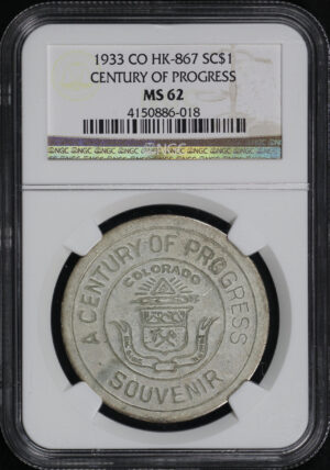 Obverse of this 1933 CO HK-867 Century of Progress So-Called Dollar NGC MS-62