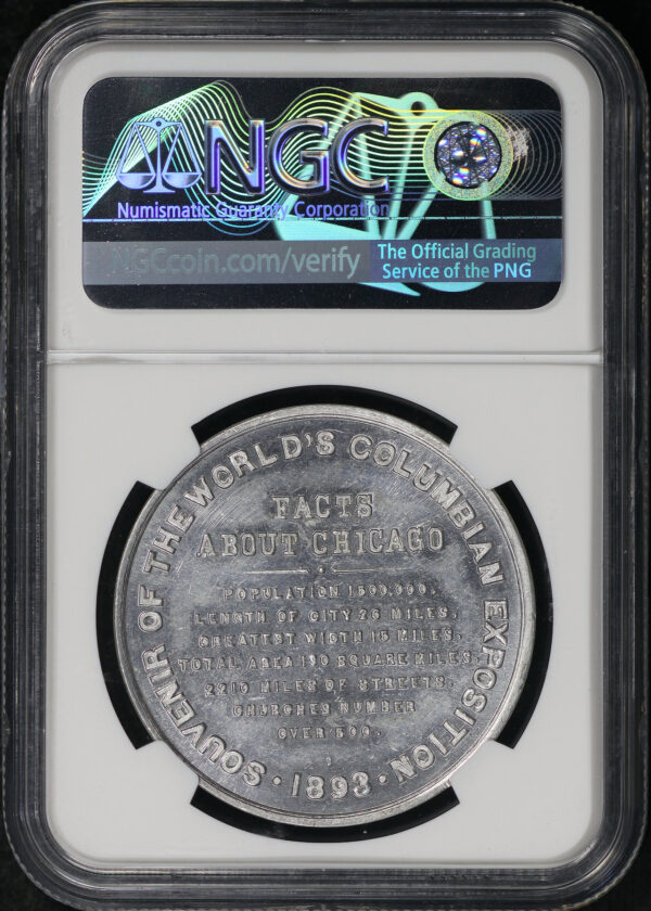 Reverse of this 1893 IL HK-169 Chicago World’s Columbian Exposition So-Called Dollar NGC MS-63 PL Jeff Shevlin Collection