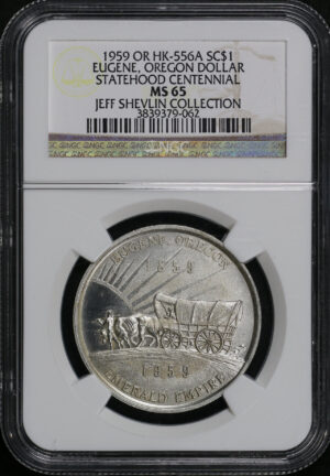 Obverse of this 1959 OR HK-556A Eugene, Oregon Statehood Centennial So-Called Dollar NGC MS-65 Jeff Shelvin Collection