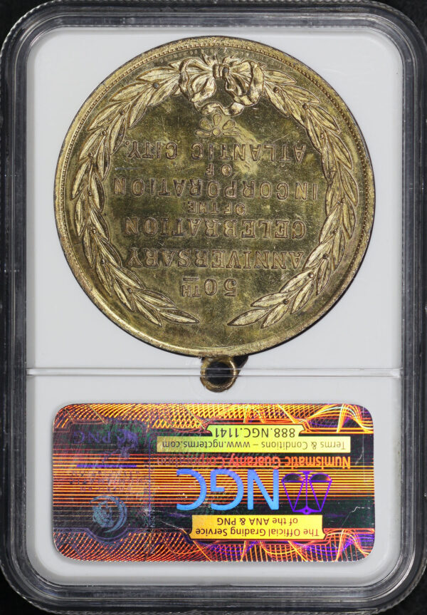Reverse of this 1904 NJ HK-651b Atlantic City 50th Anniversary So-Called Dollar NGC MS-64