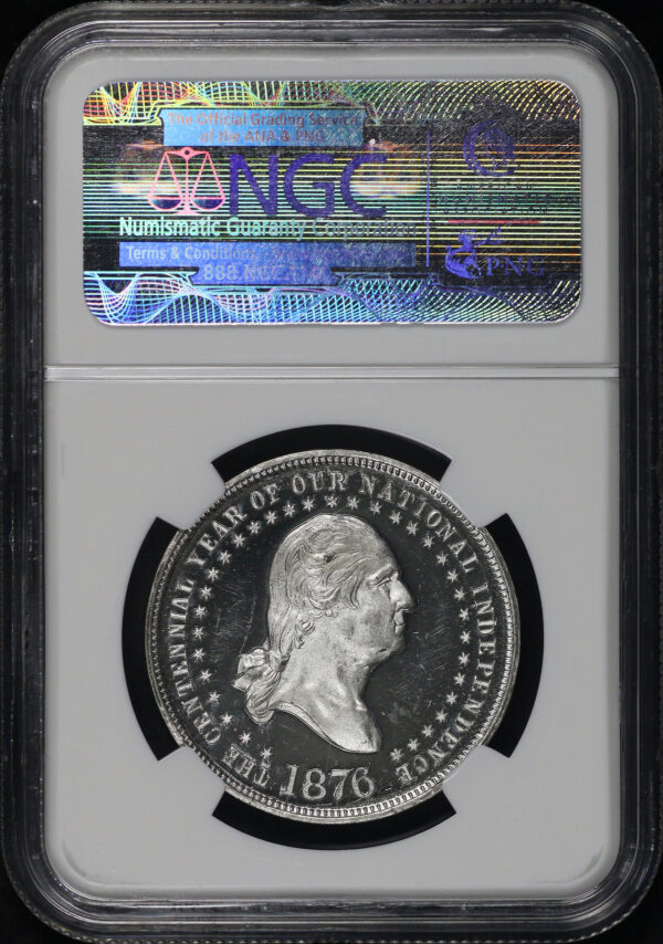 Reverse of this 1876 PA HK-95 Lovett’s Battles of 1776 Battle of Sullivan’s Island So-Called Dollar NGC MS-64 PL