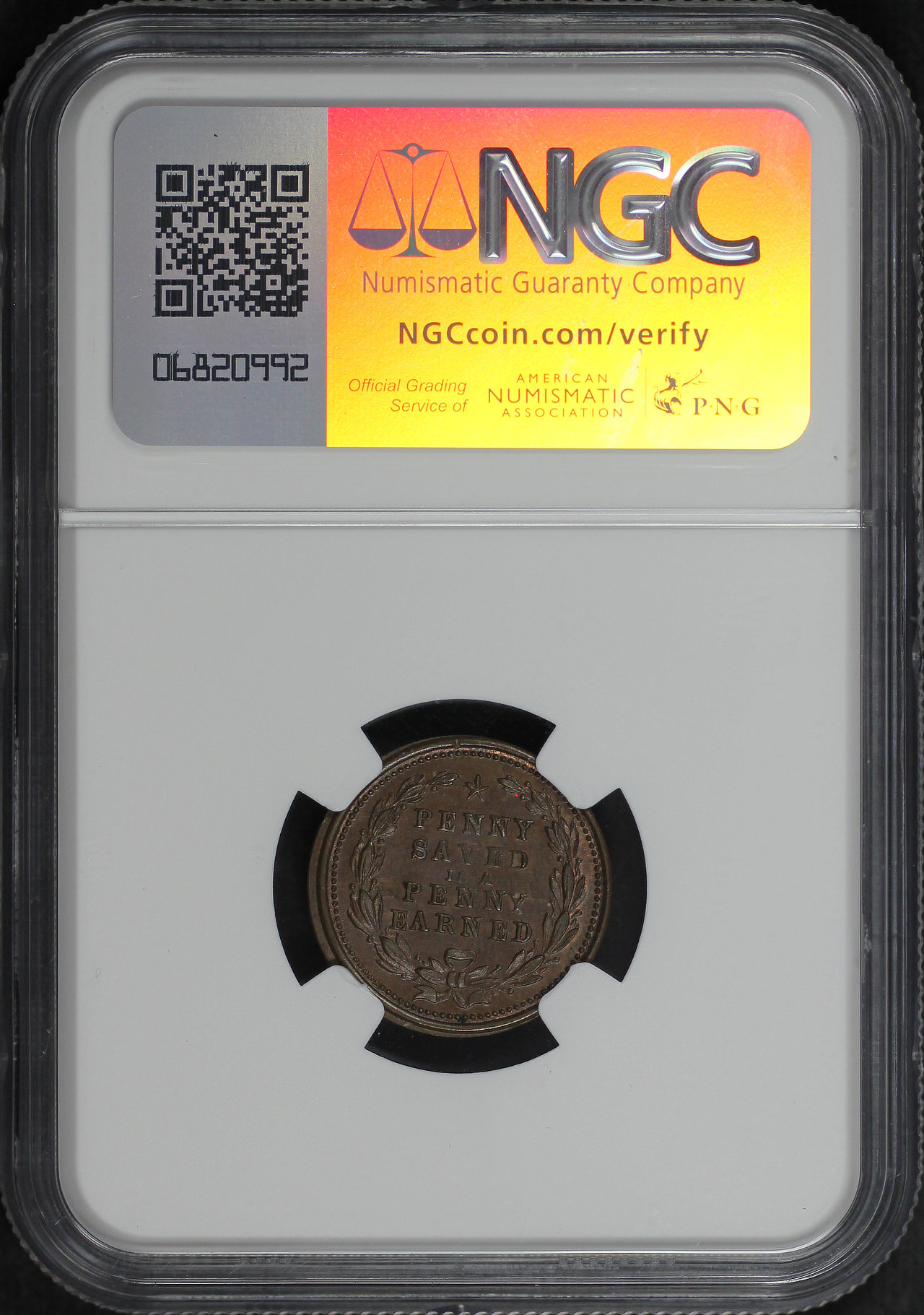 Reverse of this (1861-65) Civil War Token F-151/430a Benjamin Franklin NGC MS-63 BN