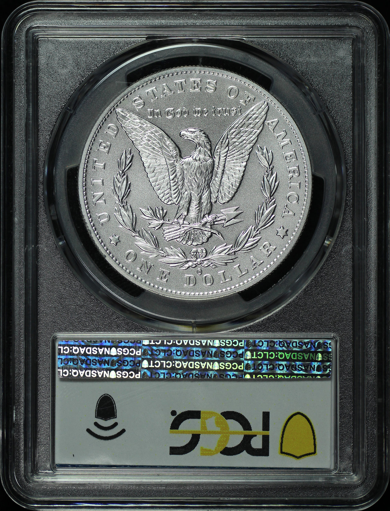 Reverse of this 2021-O Morgan Dollar ‘O’ Privy Mark 100th Anniversary PCGS MS-69