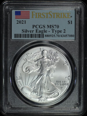Obverse of this 2021 Silver Eagle Type 2 PCGS MS-70 First Strike