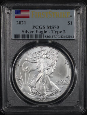 Obverse of this 2021 Silver Eagle Type 2 PCGS MS-70 First Strike