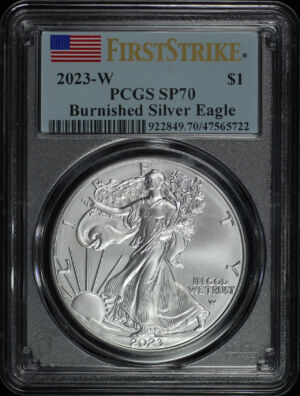 Obverse of this 2023-W Burnished Silver Eagle PCGS SP-70 First Strike