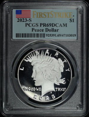 Obverse of this 2023-S Peace Dollar PCGS PR-69 DCAM First Strike