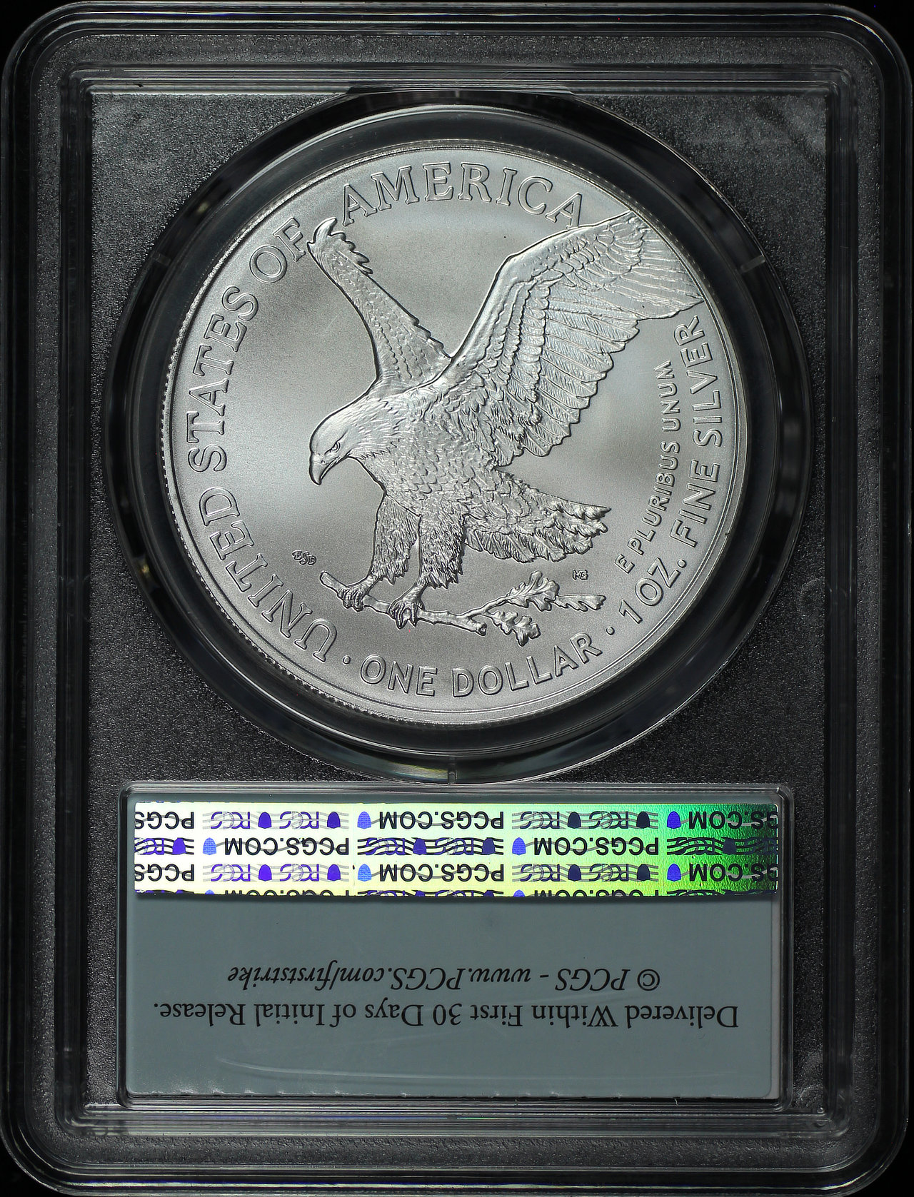 Reverse of this 2025-(W) Silver Eagle PCGS MS-69 Struck at West Point First Strike
