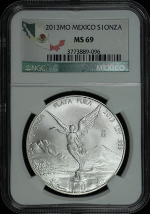 Obverse of this 2013-Mo Mexico Silver Libertad Onza NGC MS-69