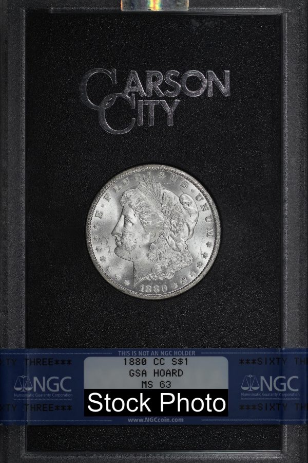 Obverse of this 1880-CC Morgan Dollar NGC MS-63 GSA Hard Pack With Box