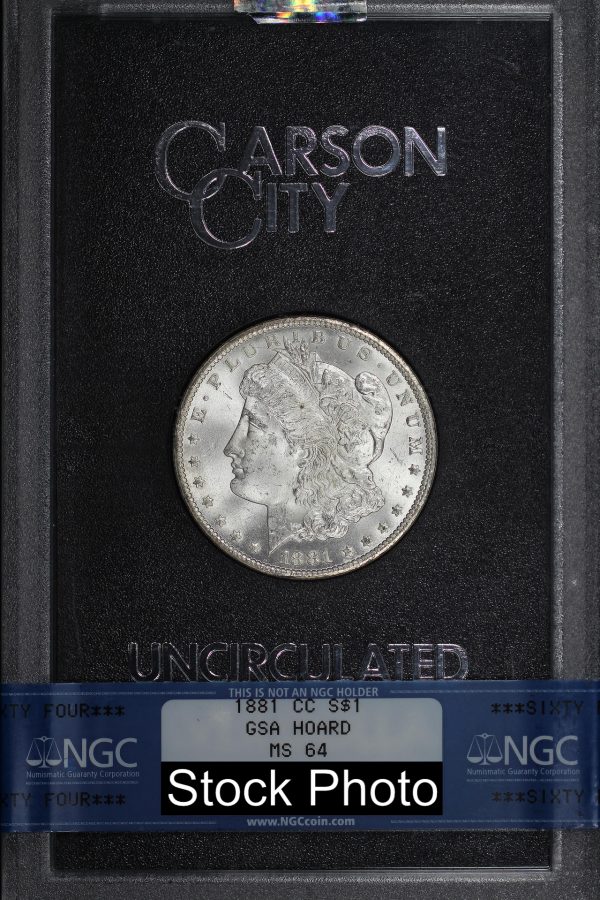 Obverse of this 1881-CC Morgan Dollar NGC MS-64 GSA Hard Pack With Box & Dated COA