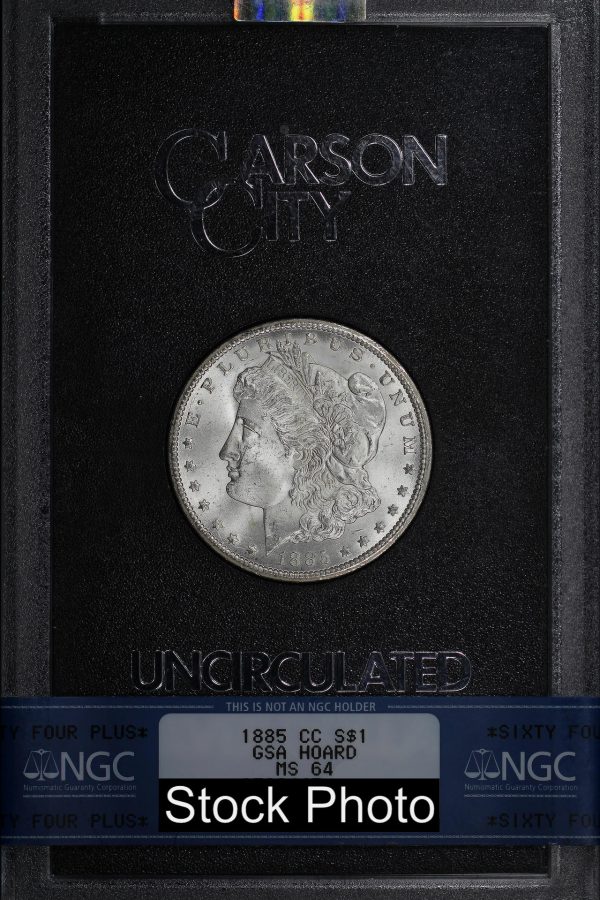 Obverse of this 1885-CC Morgan Dollar NGC MS-64 GSA Hard Pack With Box & Dated COA