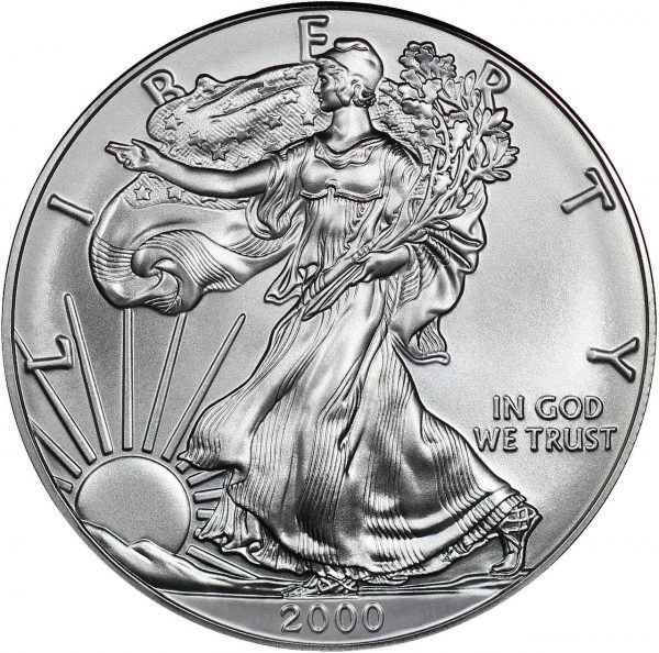 Obverse of this 2020 American Silver Eagle Raw BU