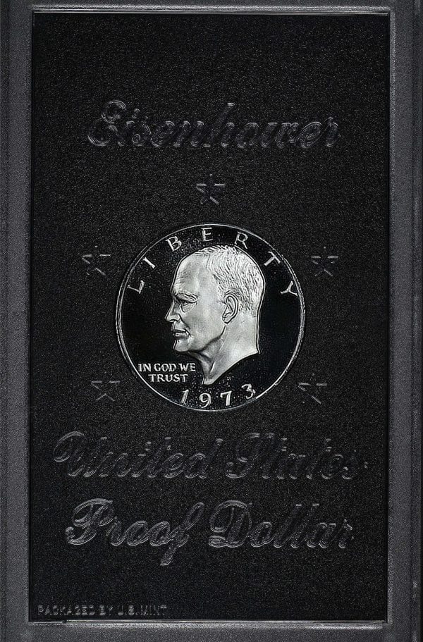 1973-S Eisenhower Dollar Silver Proof With Original US Mint Brown Box - Image 2