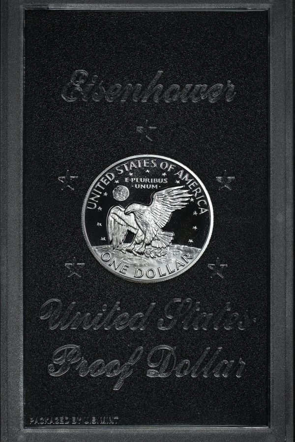 Reverse of this 1973-S Eisenhower Dollar Silver Proof With Original US Mint Brown Box