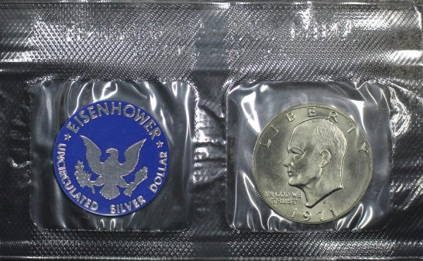 Gallery Image 1 for 1971-S Eisenhower Dollar Silver Uncirculated Pouch