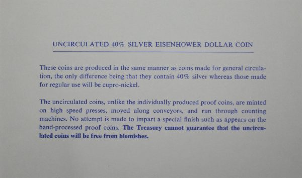 Gallery Image 3 for 1971-S Eisenhower Dollar Silver Uncirculated Pouch