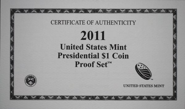 Gallery image of this 2011 United States Mint Presidenial $1 Proof Set