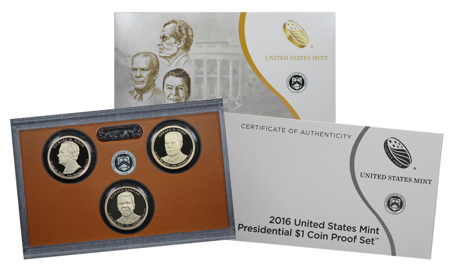 2016 U.S. Mint Colorized Presidential $1 Dollar Coin Set – Complete 3-Coin Set – Uncirculated