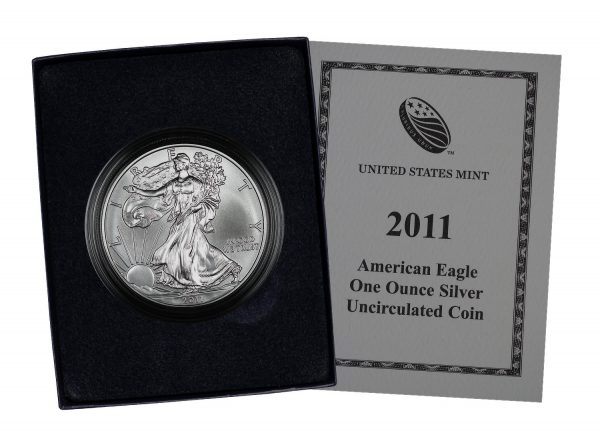 Obverse of this 2011-W Uncirculated Burnished American Silver Eagle