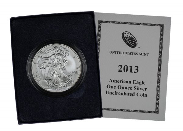 Obverse of this 2013-W Uncirculated Burnished American Silver Eagle