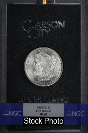 Obverse of this 1878-CC Morgan Dollar NGC MS-63 GSA Hard Pack With Box