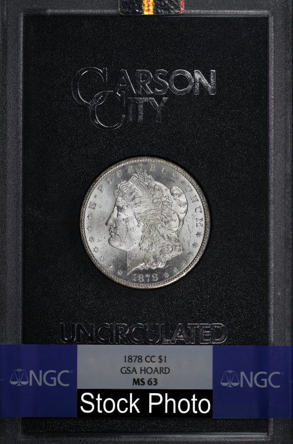 Obverse of this 1878-CC Morgan Dollar NGC MS-63 GSA Hard Pack With Box