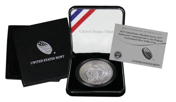2015-P United States Marshals Service Commemorative $1 Silver Uncirculated OGP - Image 2